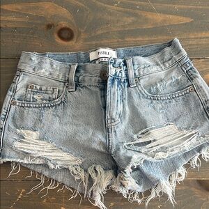 Pistola Light Wash Distressed Denim Cutoff Shorts